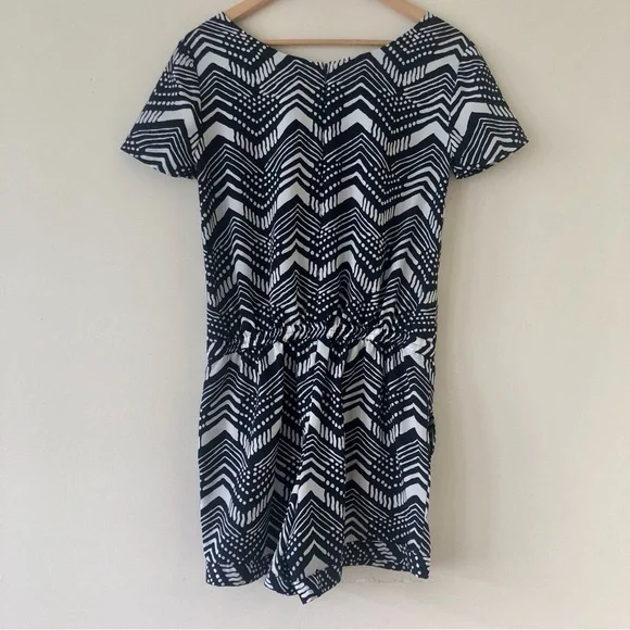 J. Crew Blue and White Pattern Short Sleeve Romper - Picture 6 of 6